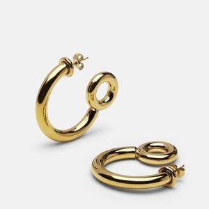 Skultuna Polished Gold Open Loop Hoop Earrings